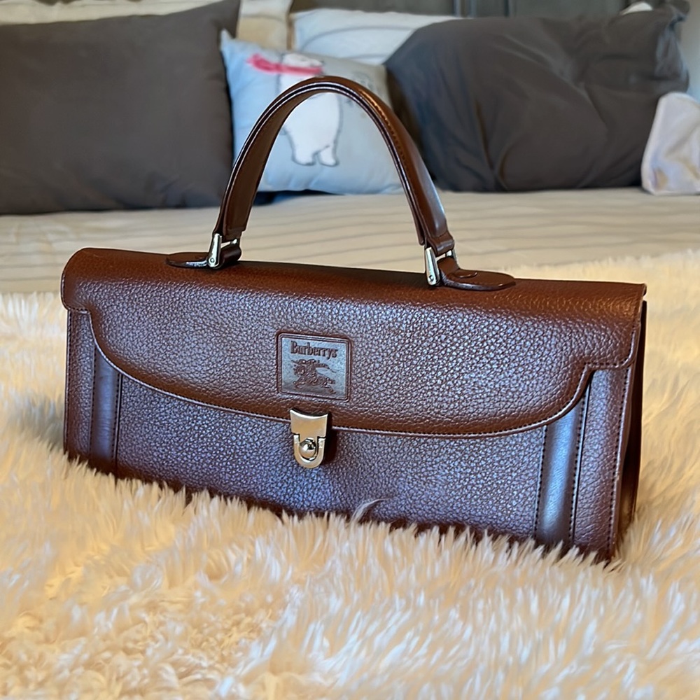 Burberry pebbled brown leather handbag